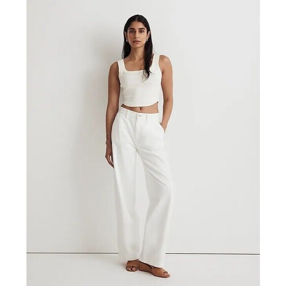 Madewell Cool Sculpt Luma Crop Tank Ribbed in Sleekhold White Size XL - Picture 1 of 11